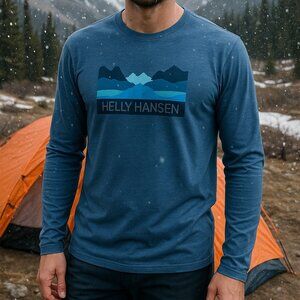Helly Hansen Men’s Long Sleeve Performance Logo Tee – Blue